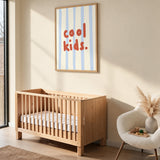 Cool Kids Typography Wall Decor – Red Text on Blue Stripes