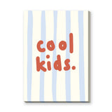 Cool Kids Typography Wall Decor – Red Text on Blue Stripes