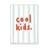 Cool Kids Typography Wall Decor – Red Text on Blue Stripes