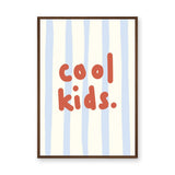 Cool Kids Typography Wall Decor – Red Text on Blue Stripes