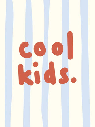 Cool Kids Typography Wall Decor – Red Text on Blue Stripes