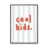 Cool Kids Typography Wall Decor – Red Text on Blue Stripes