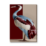 Crane Bird Modern Wall Decor – Blue, Red, and Beige Animal Print