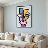 Cubist Face Modern Geometric Wall Art Print – Colorful Abstract Portrait