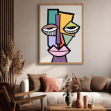 Cubist Face Modern Geometric Wall Art Print – Colorful Abstract Portrait