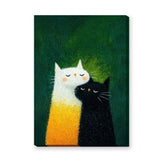 Cuddling Cats Modern Minimalist Wall Art Print – Cute Green Kids Room Print