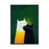Cuddling Cats Modern Minimalist Wall Art Print – Cute Green Kids Room Print