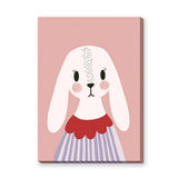 Cute Bunny Kids Nursery Wall Decor – White Rabbit on Pink Background
