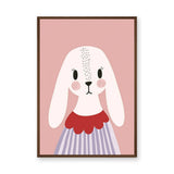 Cute Bunny Kids Nursery Wall Decor – White Rabbit on Pink Background