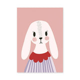 Cute Bunny Kids Nursery Wall Decor – White Rabbit on Pink Background