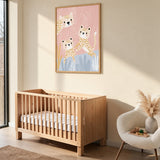Cute Leopard Cubs Kids Wall Decor – Pastel Pink Nursery Animal Print