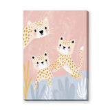 Cute Leopard Cubs Kids Wall Decor – Pastel Pink Nursery Animal Print