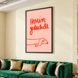 Dachshund Typography Wall Art Poster – Pink Red Line Art Dog Quote Print