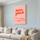 Dachshund Typography Wall Art Poster – Pink Red Line Art Dog Quote Print