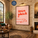 Dachshund Typography Wall Art Poster – Pink Red Line Art Dog Quote Print