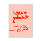 Dachshund Typography Wall Art Poster – Pink Red Line Art Dog Quote Print