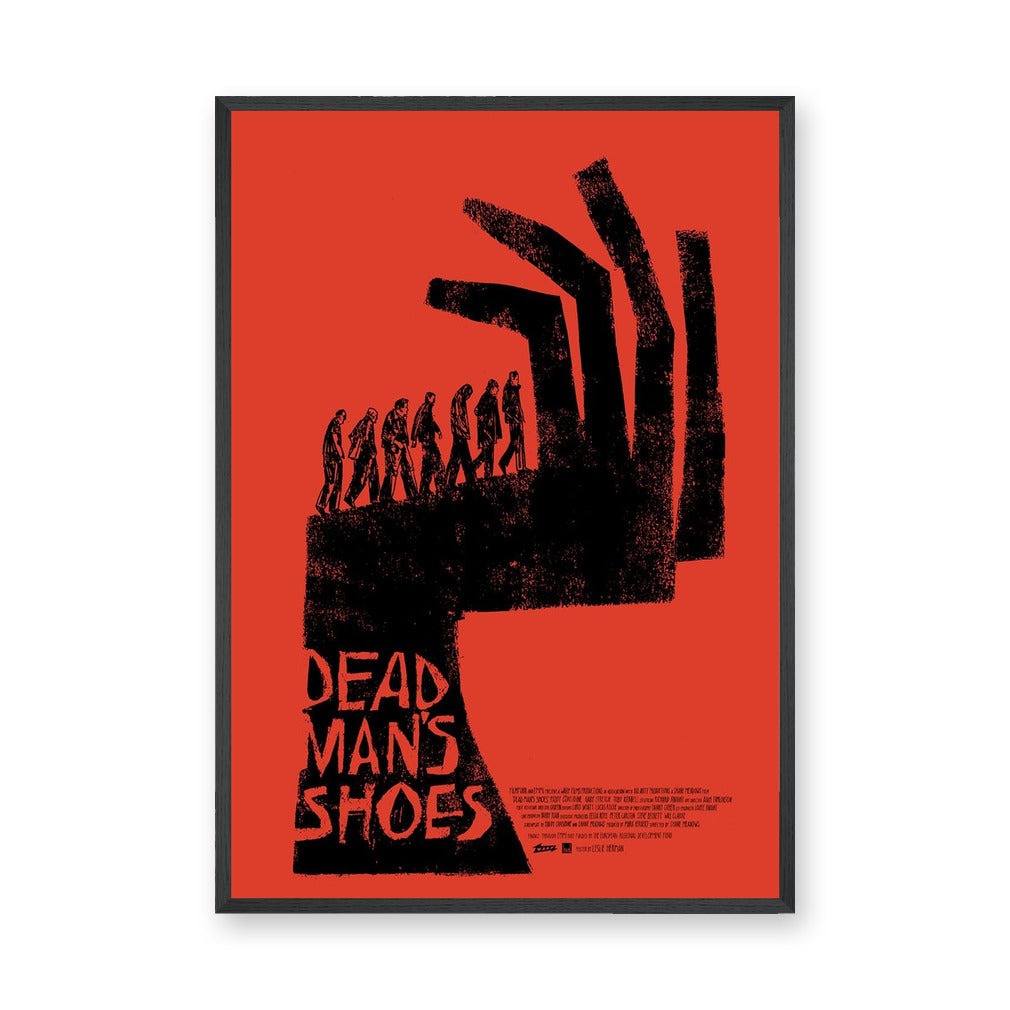 Dead Man's Shoes Movie Typography Wall Art Poster – Red and Black Shoe Print