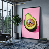 Disco Avocado Pop Art Wall Art Print – Surreal Pink Kitchen Print