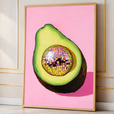 Disco Avocado Pop Art Wall Art Print – Surreal Pink Kitchen Print