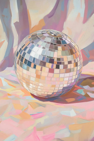 Disco Ball Retro Wall Art Poster – Pastel Abstract Music Print
