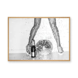 Disco Glam Photography Modern Retro Wall Art Print – Champagne Mirror Ball Scene
