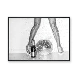 Disco Glam Photography Modern Retro Wall Art Print – Champagne Mirror Ball Scene