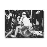 Disco Party Photography Modern Wall Art Poster – Black and White Mirror Ball Scene
