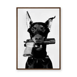 Doberman Modern Wall Art Print – Black and White Armed Dog Portrait