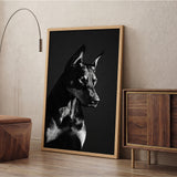 Doberman Portrait Modern Wall Art Print – Black-and-White Dog Photography