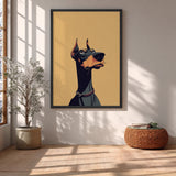 Doberman Portrait Modern Wall Art Print – Stylized Dog Illustration on Beige