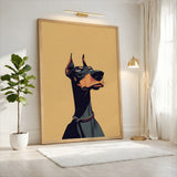 Doberman Portrait Modern Wall Art Print – Stylized Dog Illustration on Beige