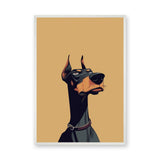 Doberman Portrait Modern Wall Art Print – Stylized Dog Illustration on Beige