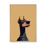 Doberman Portrait Modern Wall Art Print – Stylized Dog Illustration on Beige