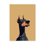 Doberman Portrait Modern Wall Art Print – Stylized Dog Illustration on Beige