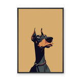 Doberman Portrait Modern Wall Art Print – Stylized Dog Illustration on Beige