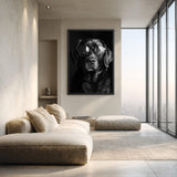Dog Photography Modern Minimalist Wall Decor – Black Dog With Round Glasses