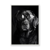 Dog Photography Modern Minimalist Wall Decor – Black Dog With Round Glasses