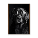 Dog Photography Modern Minimalist Wall Decor – Black Dog With Round Glasses