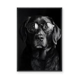 Dog Photography Modern Minimalist Wall Decor – Black Dog With Round Glasses