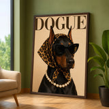 Dogue Stylish Doberman Typography Wall Art Poster – Fashion Dog Print