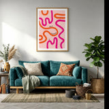 Don't Overthink It Typography Wall Art Print – Abstract Pink Grid Quote Print