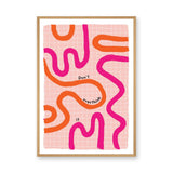 Don't Overthink It Typography Wall Art Print – Abstract Pink Grid Quote Print