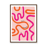 Don't Overthink It Typography Wall Art Print – Abstract Pink Grid Quote Print