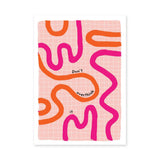 Don't Overthink It Typography Wall Art Print – Abstract Pink Grid Quote Print