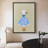 Dressed Duck Kids Wall Art Poster – Whimsical Blue Outfit Nursery Print