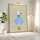 Dressed Duck Kids Wall Art Poster – Whimsical Blue Outfit Nursery Print