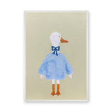 Dressed Duck Kids Wall Art Poster – Whimsical Blue Outfit Nursery Print