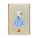Dressed Duck Kids Wall Art Poster – Whimsical Blue Outfit Nursery Print