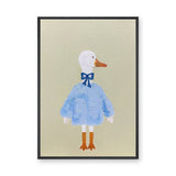 Dressed Duck Kids Wall Art Poster – Whimsical Blue Outfit Nursery Print