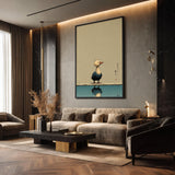Duck Japandi Wall Decor – Cute Reflection Print with Teal Water